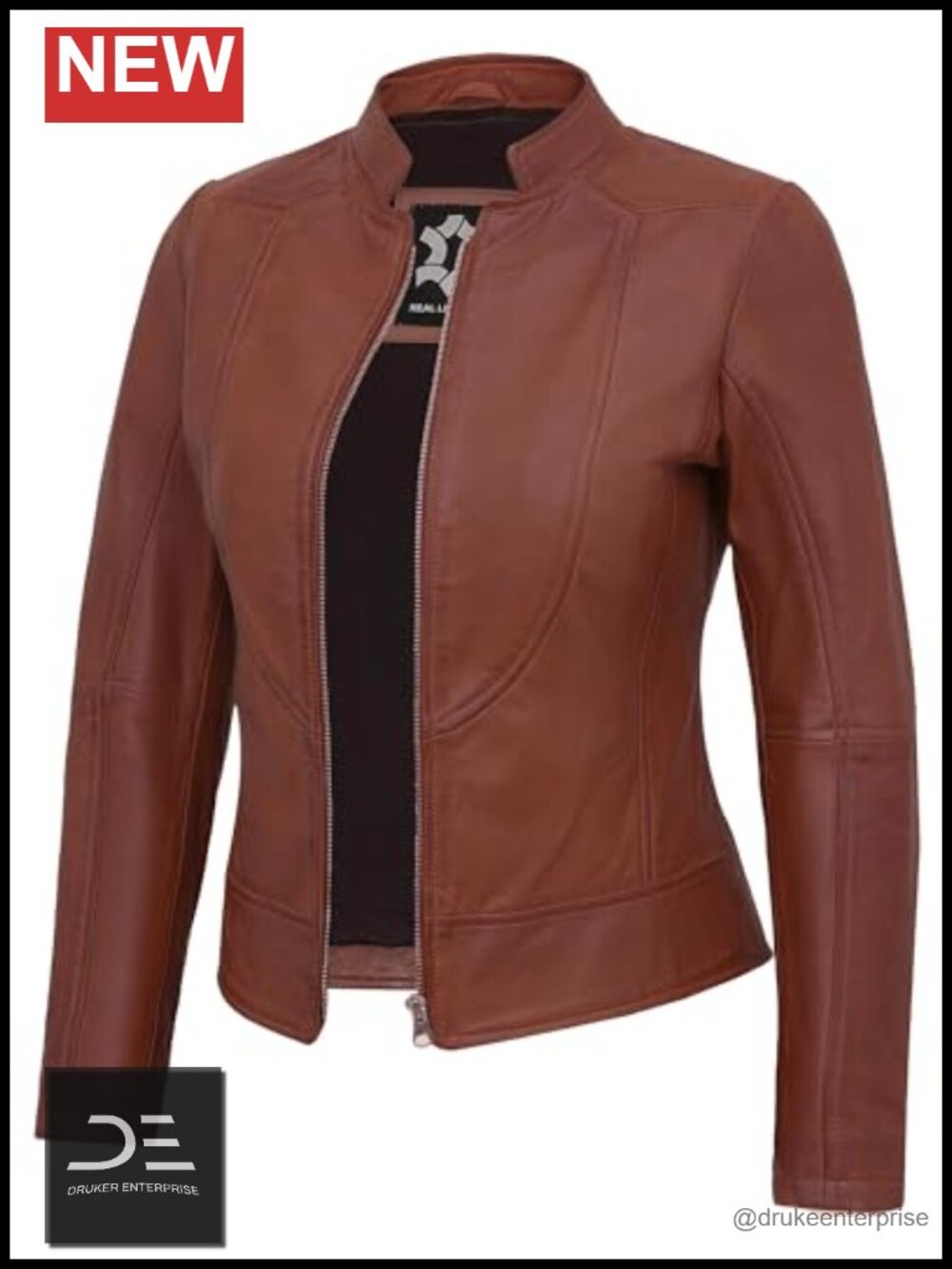 Lambskin Leather Cafe Racer Biker Jacket